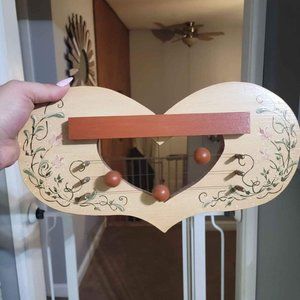 Hand Painted Wooden Heart with Music Strings Wall Decor